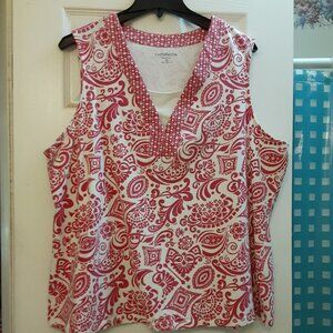 Croft & Barrow Red and White Tank Top in Size 2X